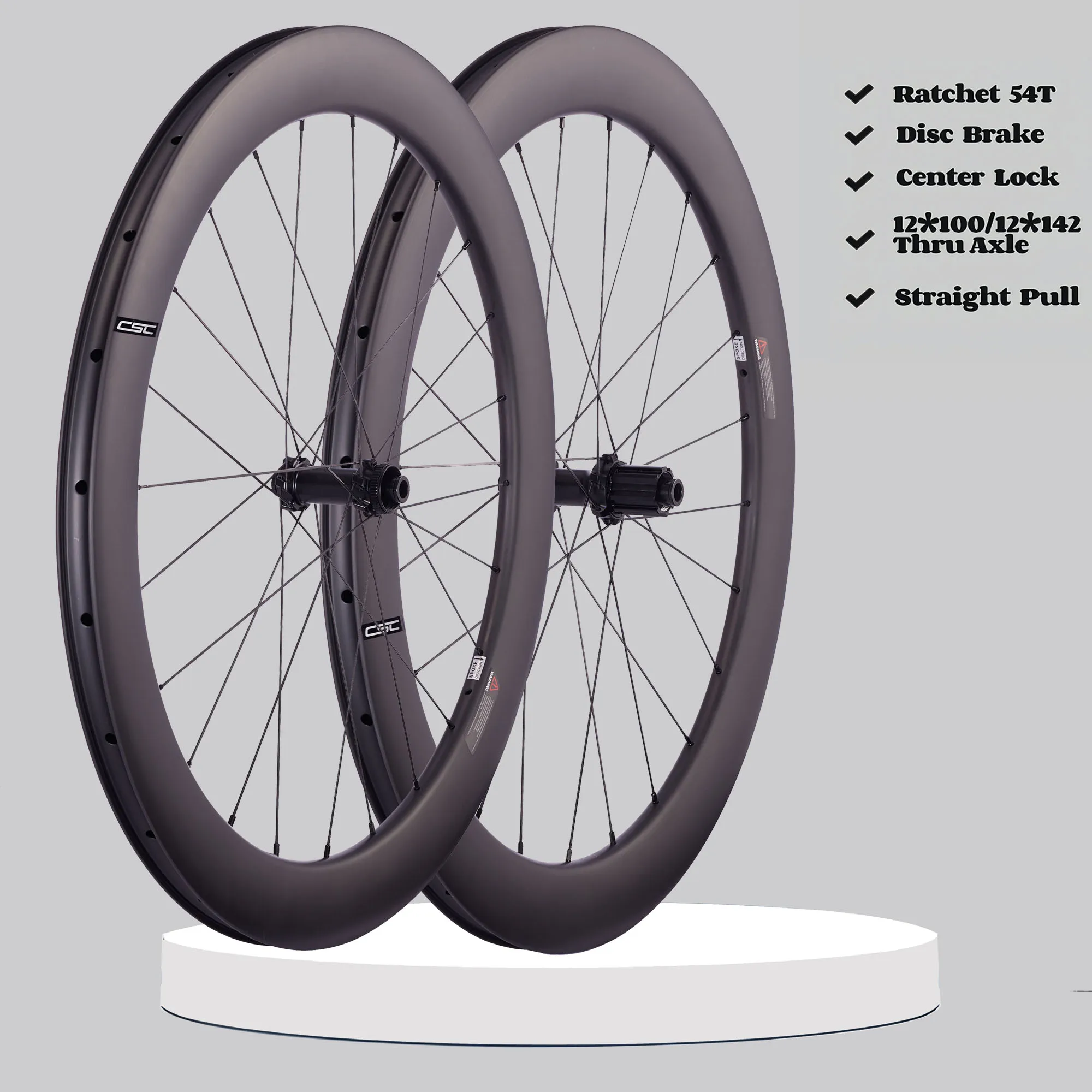 CSC 54T disque à cliquet 2.0 frein à ours en céramique roue de vélo en carbone 38mm 50mm 58mm paire de roues en carbone Tubeless pour vélo de gravier