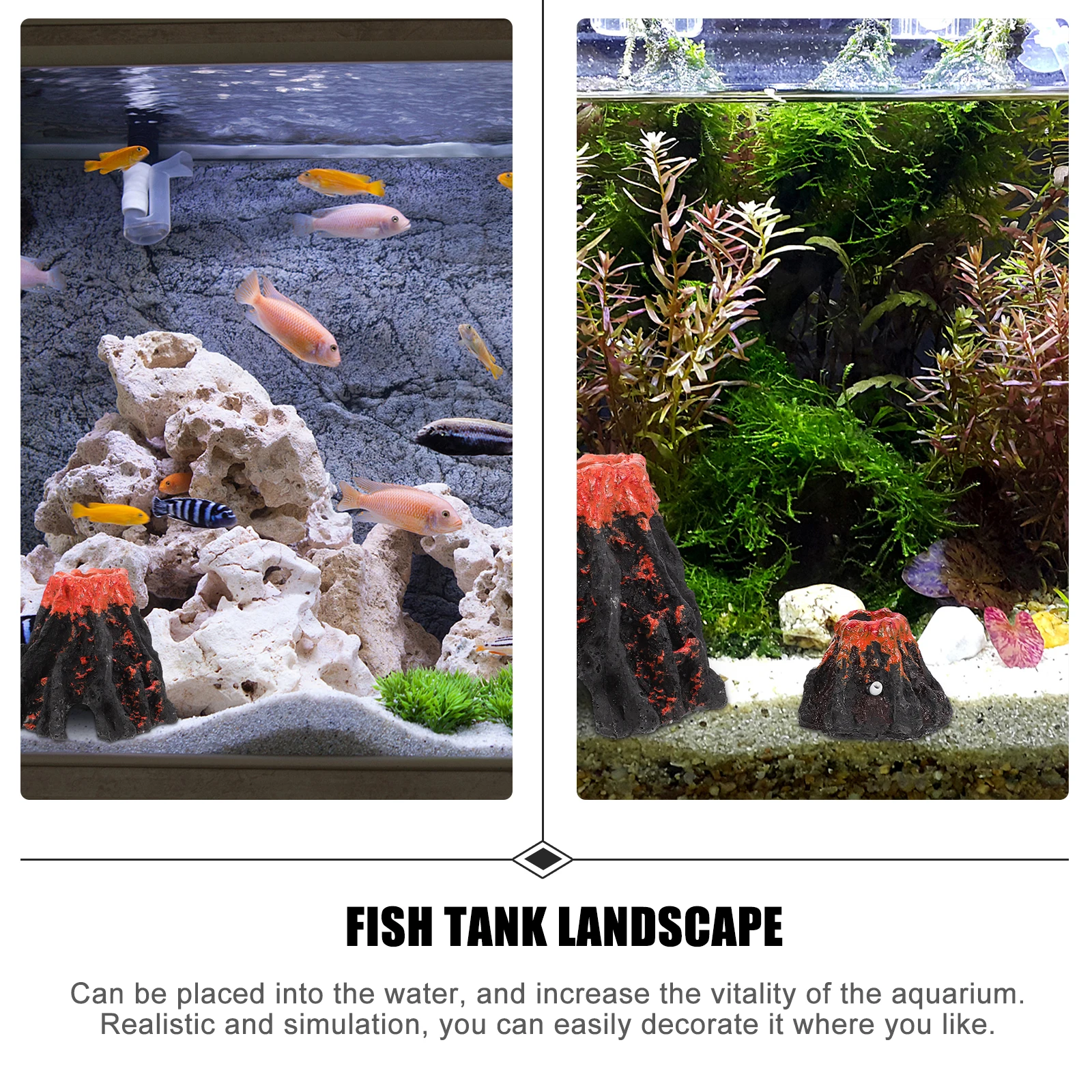 

2Pcs Lifelike Volcano Ornament for Aquarium Fish Tank Decoration Small Compact Resin Volcano Landscape Simulation Mountain