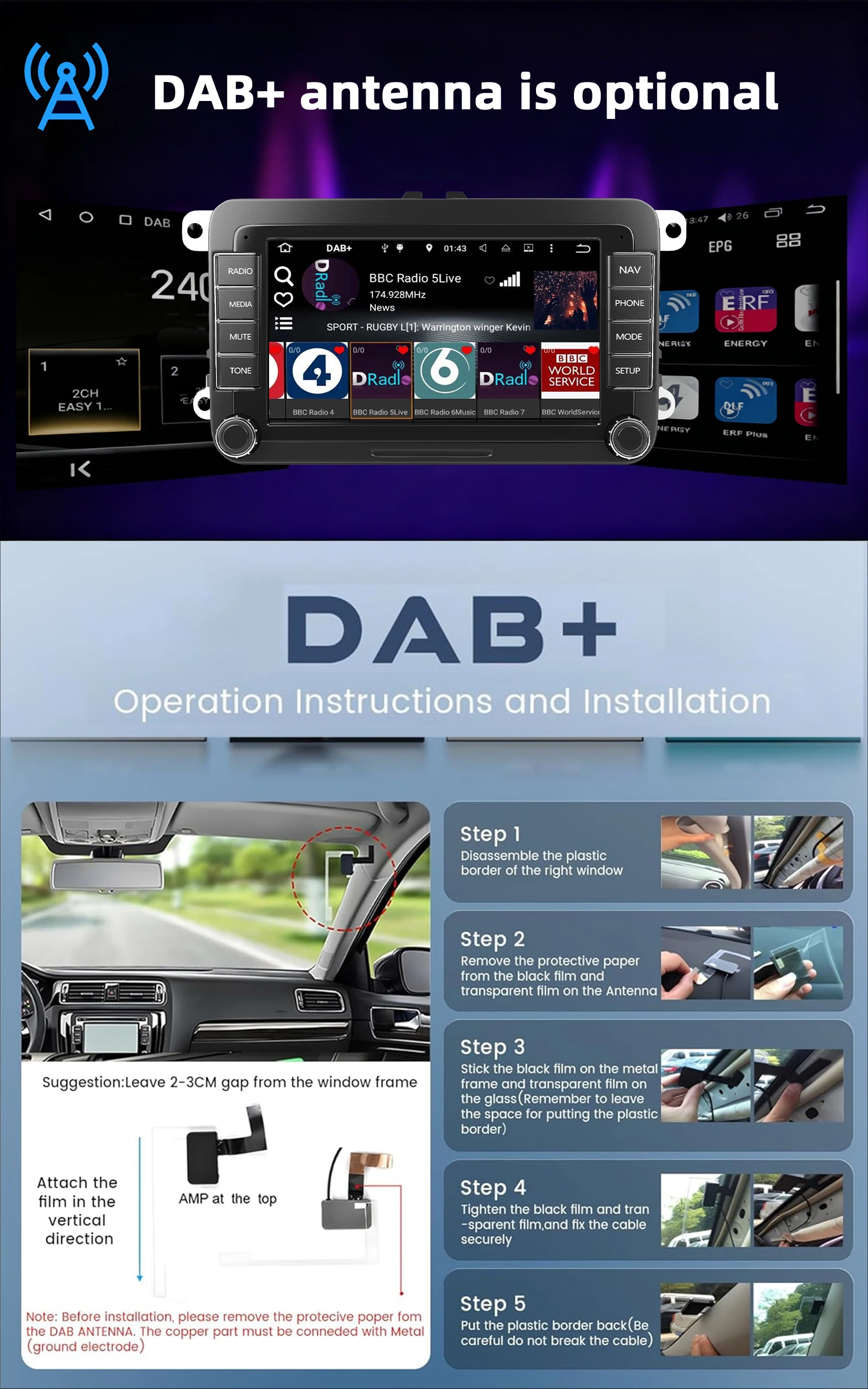 ESSGOO 7" Android15 2+64G/ 4+64G Für Seat/Skoda/VW Golf 5 6 Passat Polo Touran Tiguan Rabbit Sharan Caddy EOS T5 Autoradio mit Wireless Carplay Android Auto GPS NAVI RDS FM WIFI Bluetooth AI Sprachsteuerung Mirror Link SWC IPS Touchscreen Multimedia-Player – Detail 15