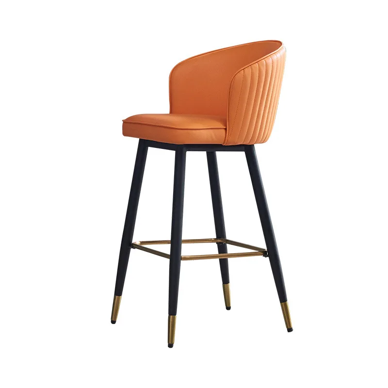 

Light Luxury Bar Chair Modern Simple Household Backrest High Stool Bar Orange Front Desk Cashier