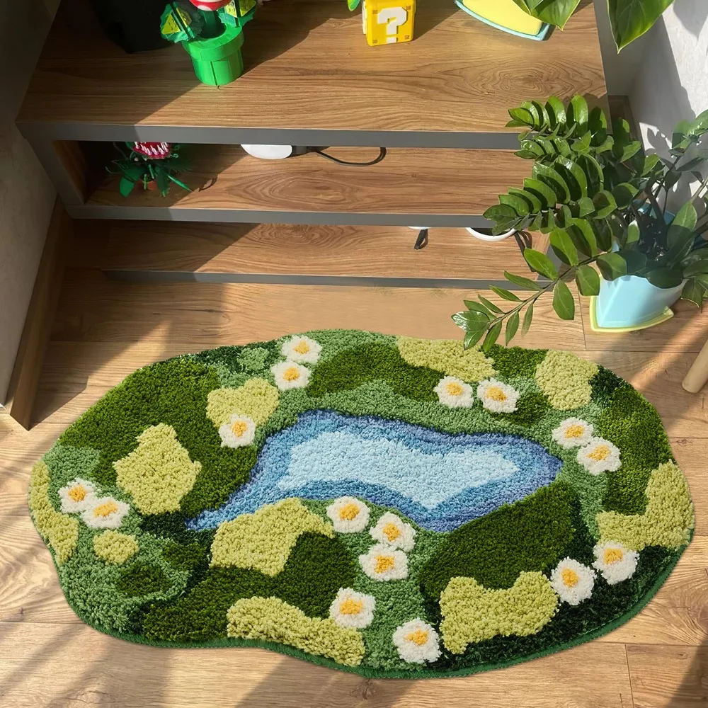 Decorative Absorbent Simulated Moss Bath Mat Non Slip Soft Moss Rug Thickened Cashmere-like Bathroom Mat Living Room