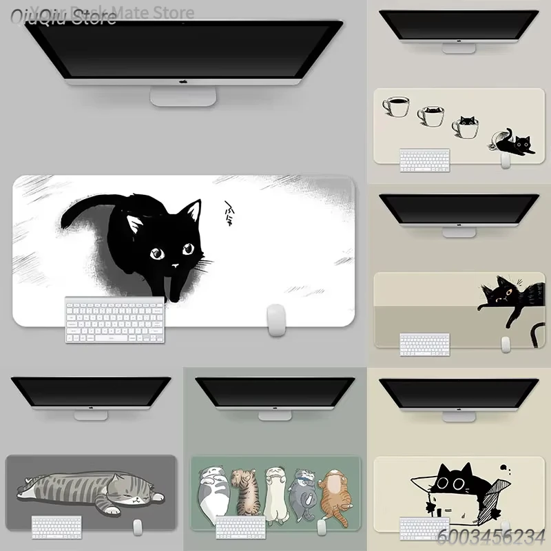 

1PC Cute Cat Print Large Lock Edge Non-Slip Rubber Desk Mat for Gaming Office
