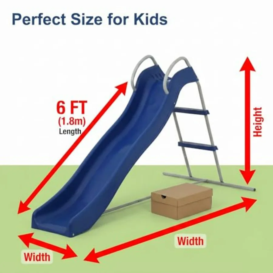 2 in 1 Slide 6 FT for 3+, Indoor Outdoor Playground Equipment with Metal Frame, Heavy Duty Backyard Freestanding Plastic Water