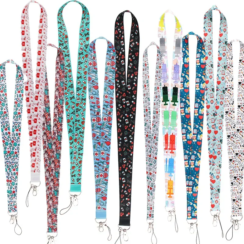 Medical Cartoon Doctor Nurse Neck Strap Keychain Lanyard For Keys ID Badge Holder Hanging Rope Webbing Ribbon Mobile Accessories