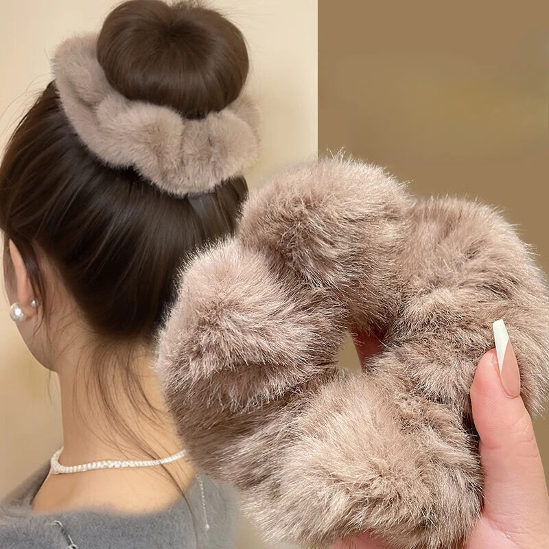 Autumn and Winter Plush Hairbands Retro Elastic Rubber Bands Female Hair Ties Ropes Sweet Elegant Headwear Styling Accessories