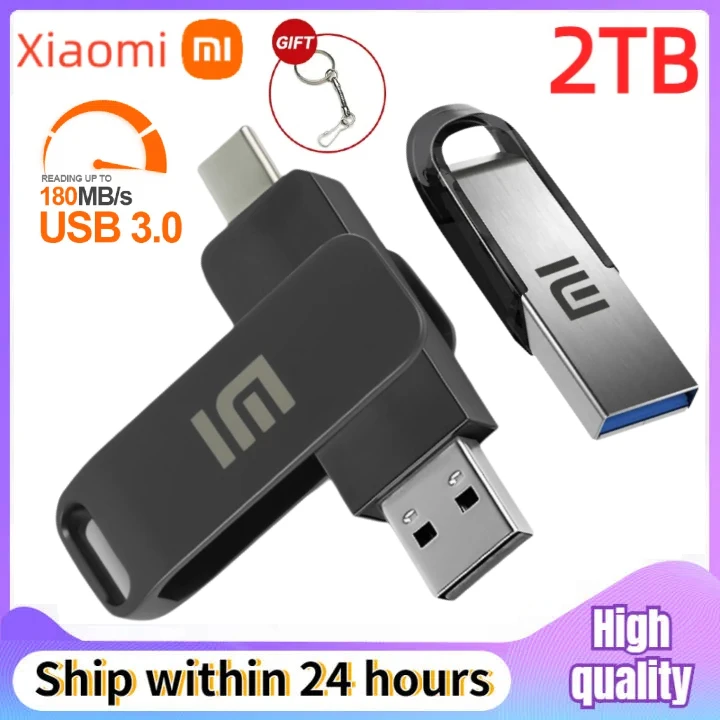 XIAOMI 2-In-1 2TB USB Flash Drive Type-c Pendrive 512G 1TB 256 128GB High Speed Memoria USB Stick Waterproof Flash Pendrive Disk