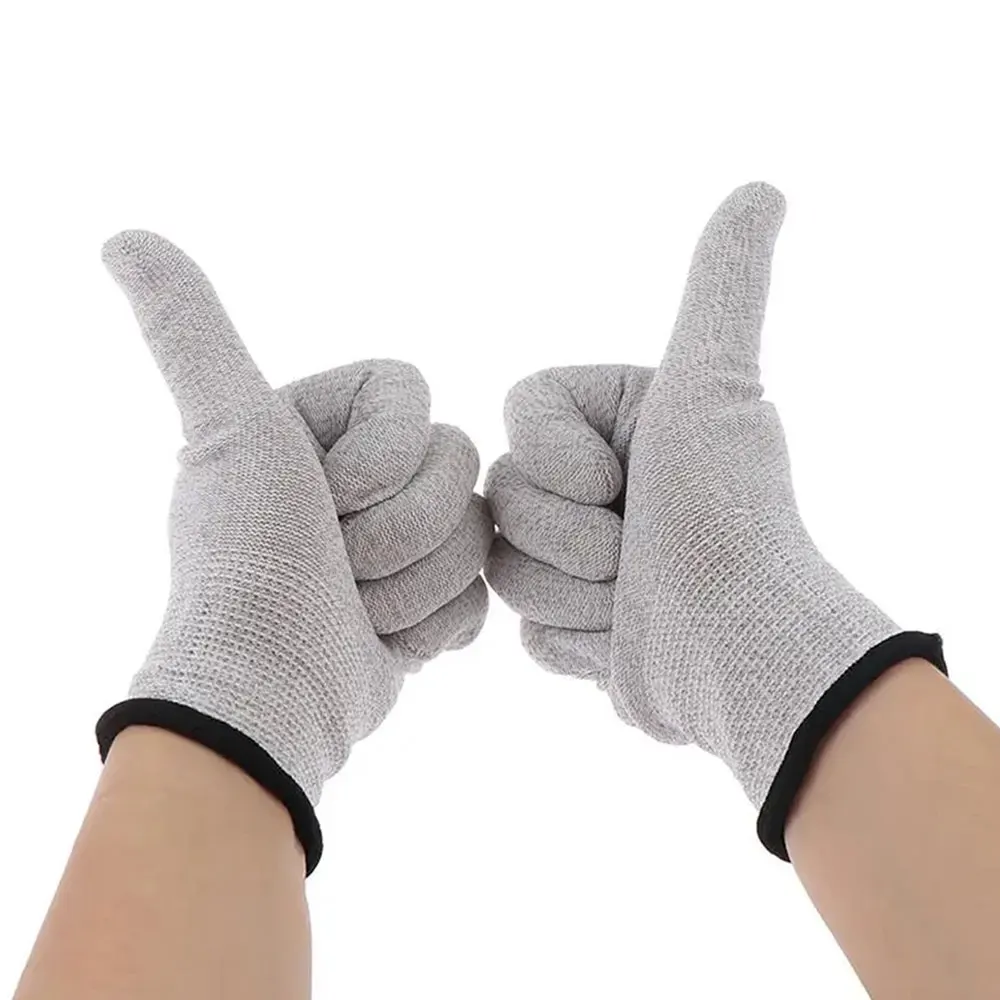 Conductive Silver Fiber Electrode Gloves Pads Electrotherapy Massage Gray Conductive Massage Electrode Gloves