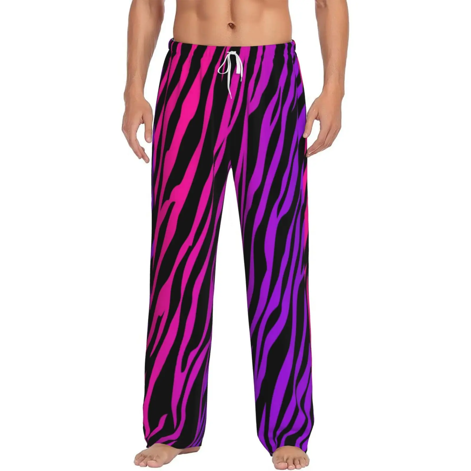 

Men's Home Sleeper Pants Customized Zebra Stripe Printed with Pocket High Quality Comfortable Casual Sleeper Pants