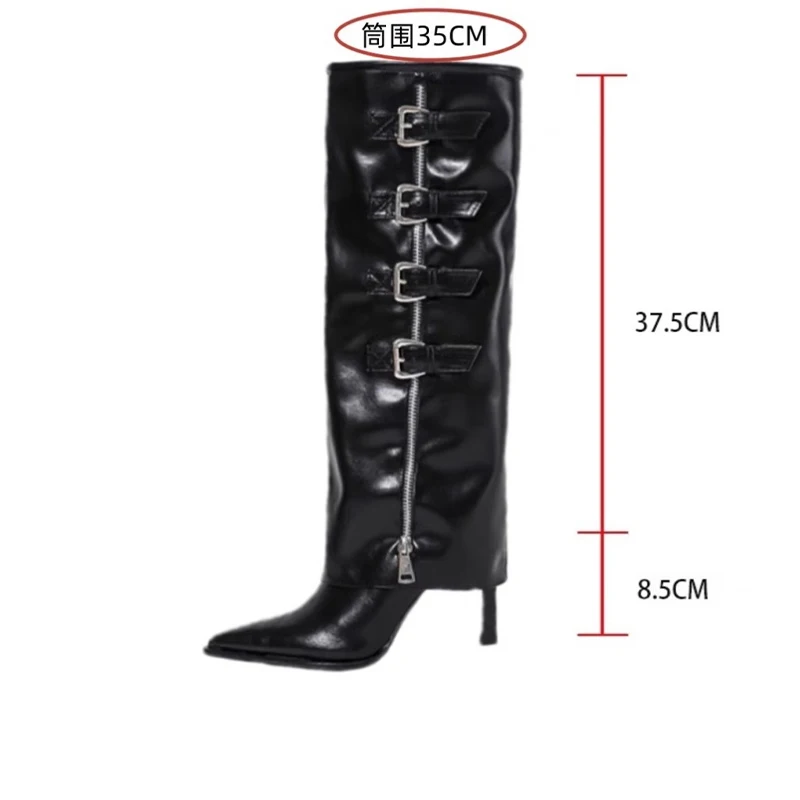 High Boots Women Pointed Toe High Heels Shoes Elegant Sexy Woman Chelsea Boots 2025 Autumn Designer Dress Pumps Botas De Mujer