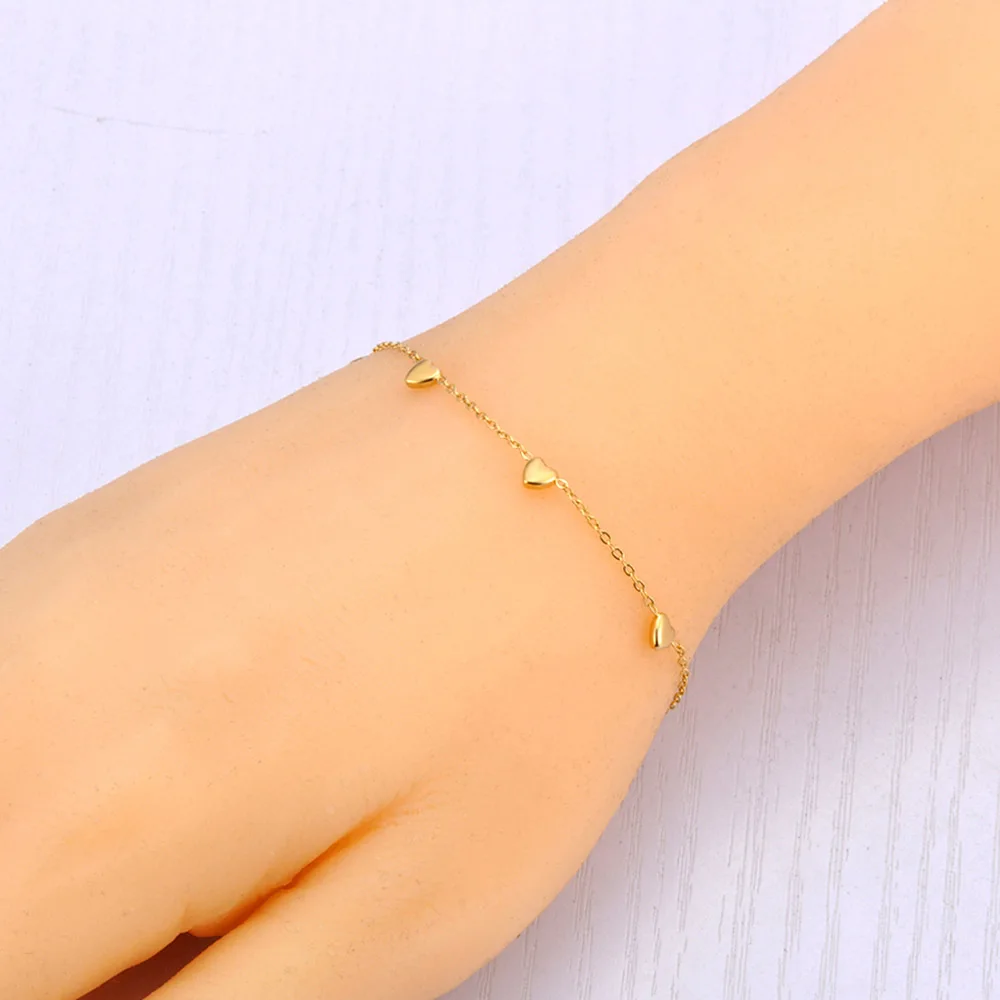 Lokaer Official Style Small Dainty Mini Heart Chain Bracelets Jewelry for Women 18K Gold Plated Stainless Steel Bracelet B24058