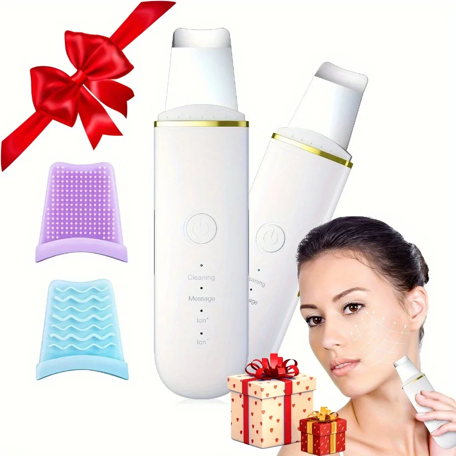

4 Modes Skin Scrubber, Skin Care Tool - Pore Cleanser With 2 Silicone Sleeves Included For Deep Facial Cleansing