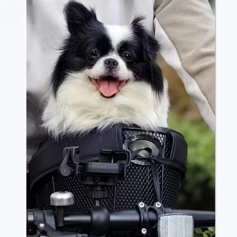 Foldable Bicycle Dog Basket,Pet Bike Carrier for Mountain & Road Bikes,Portable Travel Puppy Basket for Cycling view 3