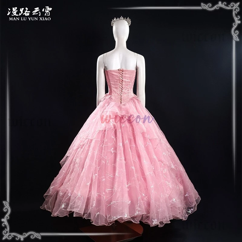 Wicked Glinda Cosplay Women Dress Fantasia Costume Disguise for Female Fairy Dresses Role Play Outfits Halloween Carnival Suit