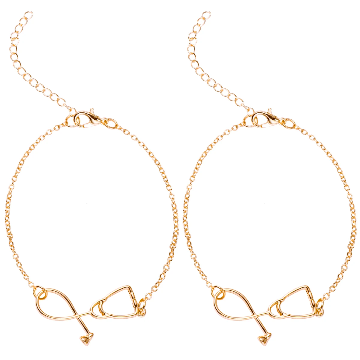   2 pezzi Il regalo braccialetto stetoscopio per intrecciare la catena da polso braccialetto in argento mano bambino