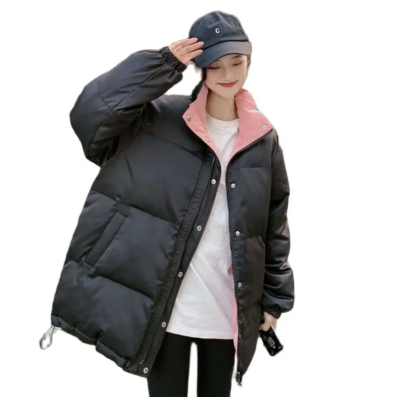 

Winter Cotton Padded Jackets for Women Clothing 2022 new Korean Short Parkas Winter Coats Girls Two Sides Wear Outerwear bd596
