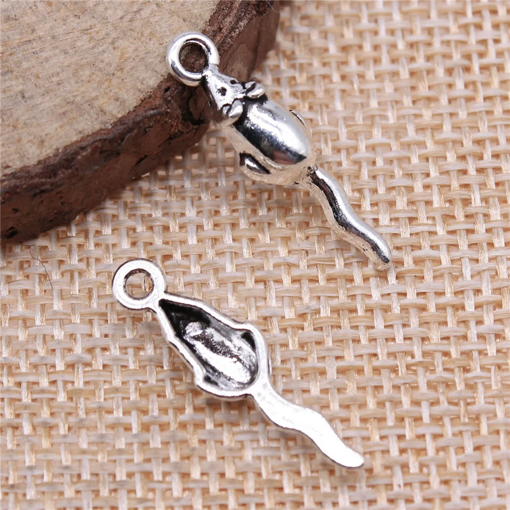 WYSIWYG 20pcs 24x6mm Pendant Small Mouse Mouse Rat Charm Pendants For Jewelry Making 2 Colors Mouse Pendants