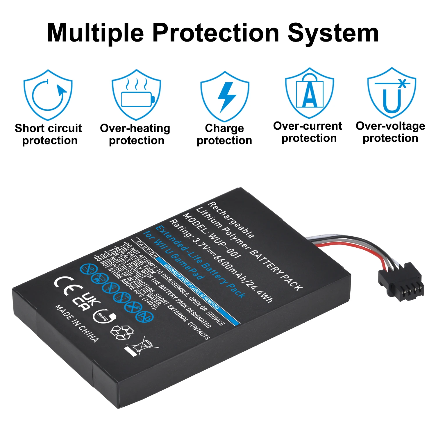 6600mAh وي يو غمبد تبديل البطارية بطارية قابلة للشحن حزمة لجهاز نينتندو وي يو تحكم WUP-010 WUP-012