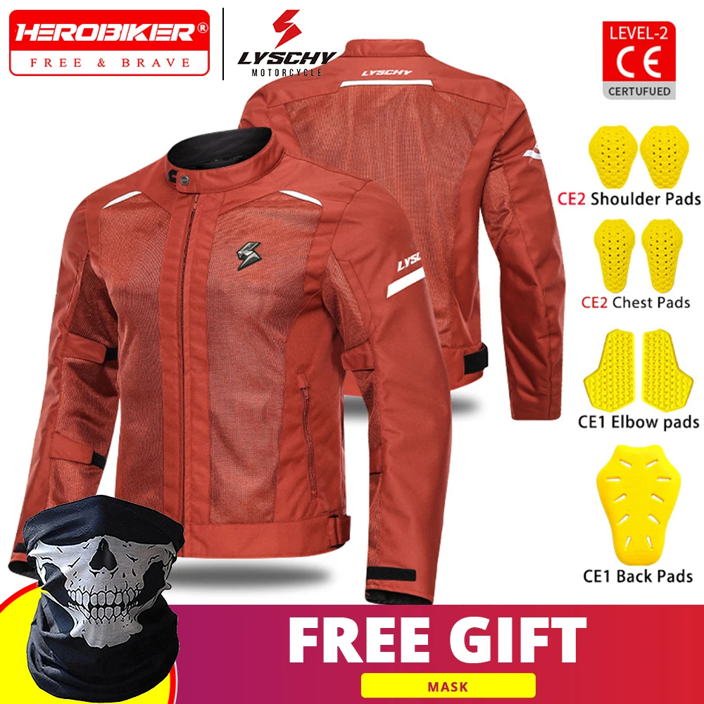 

LYSCHY Men Women Motorcycle Jacket Summer Mesh Breathable Reflective Motorbike Jacket CE2 Level Motocross Jacket Riding Clothing
