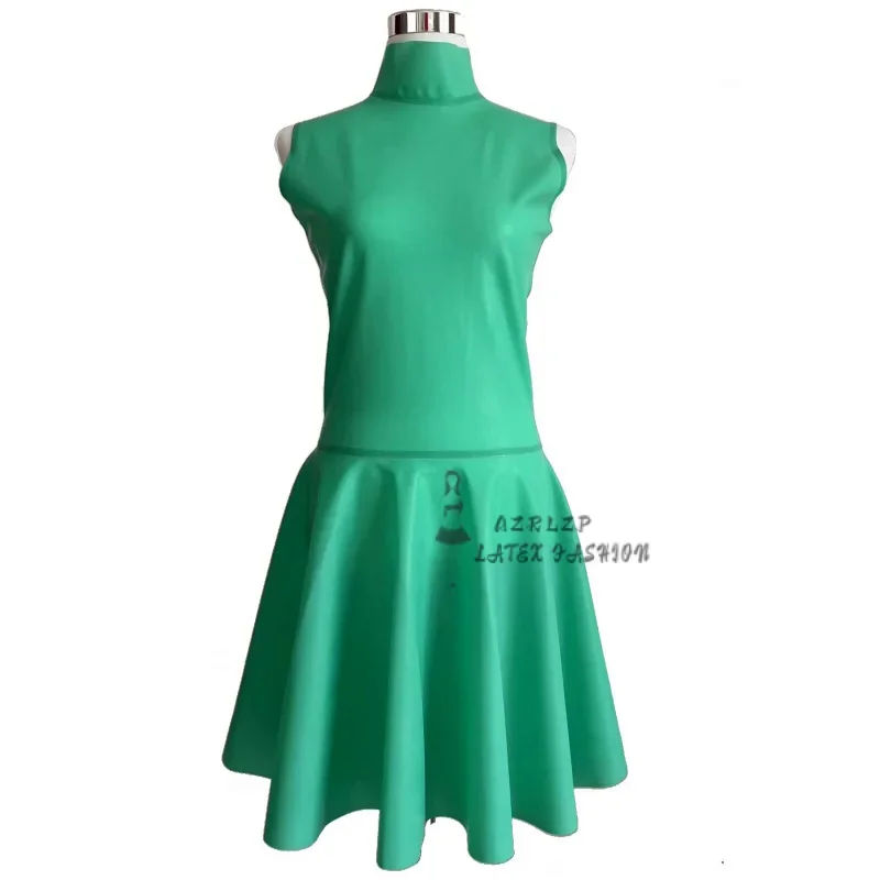 Handmade Sleeveless Latex Gummi Dresses back zippers Club Wear