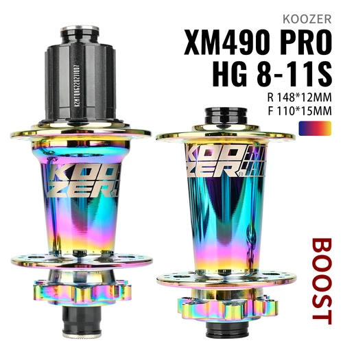 KOOZER-bujes de bicicleta de montaña XM490 PRO BOOST, eje de acero, rodamiento sellado, 2024x12MM, 148x15MM, 110x5MM, 28H, 32 agujeros, 141