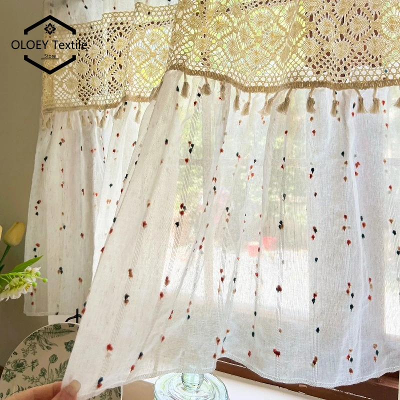 

1PC Retro Colorful Stripe Short Curtain for Small Window Kitchen Study Tassel Trim Drape Home Decor Fun Vintage Inspired Window