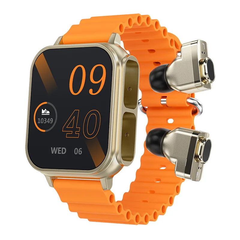 2025 Waterproof SmartWatch Heart Rate Bluetooth Call Music Playback TWS Earphones 2-In-1 Pedometer Sports Watch