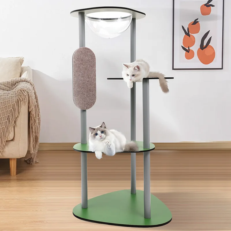 Japanese and Korean cat climbing frame integrated sisal column grinding claw cat scratching board, space capsule cat nest,