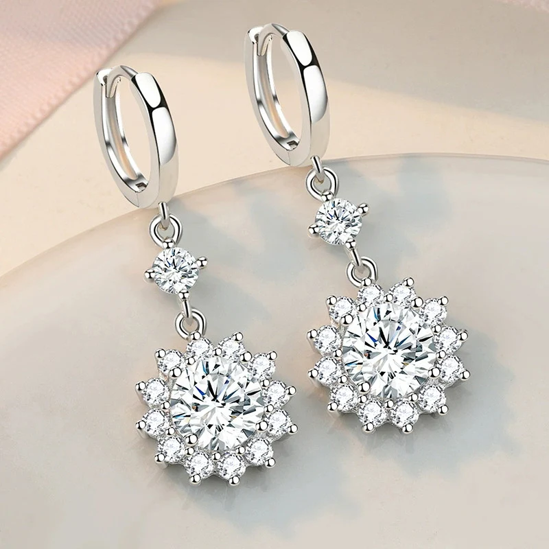 New Zircon Sunflower Earrings Fashion Shiny Full Zircon Earring For Women Party Accessories KOFSAC