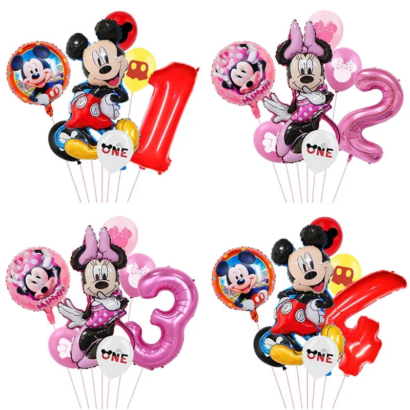 1 ensemble de ballons en aluminium Mickey et Minnie, décoration d'anniversaire pour enfants, ballons Mickey Mouse, fournitures de décoration pour fête de naissance