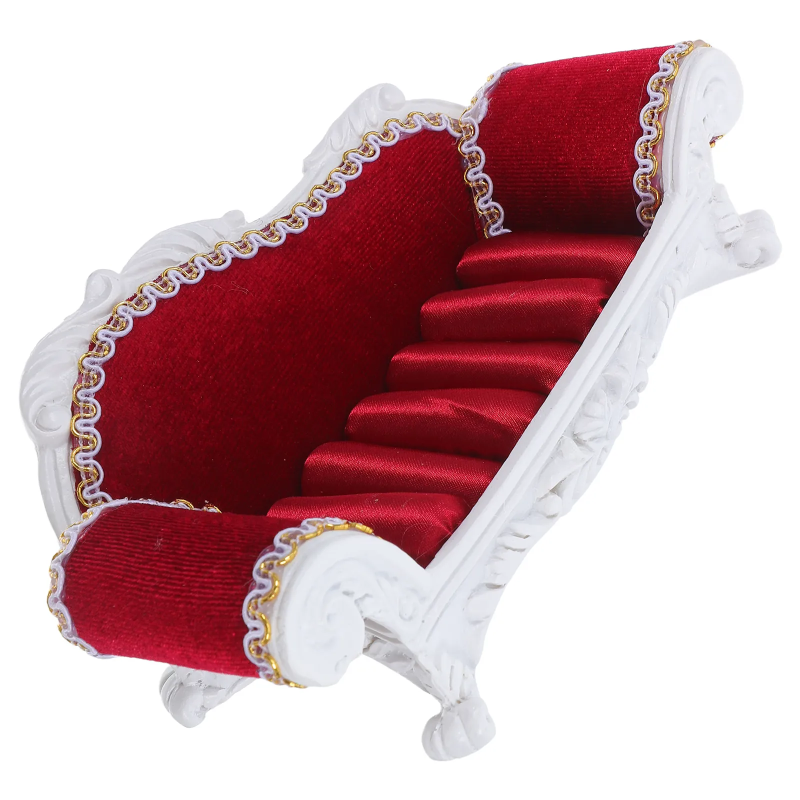 

Sofa-Shaped Jewelry Display Stand for Rings Earrings Organizer Holder Premium Cloth Resin Material Smooth Sturdy Desktop Decor