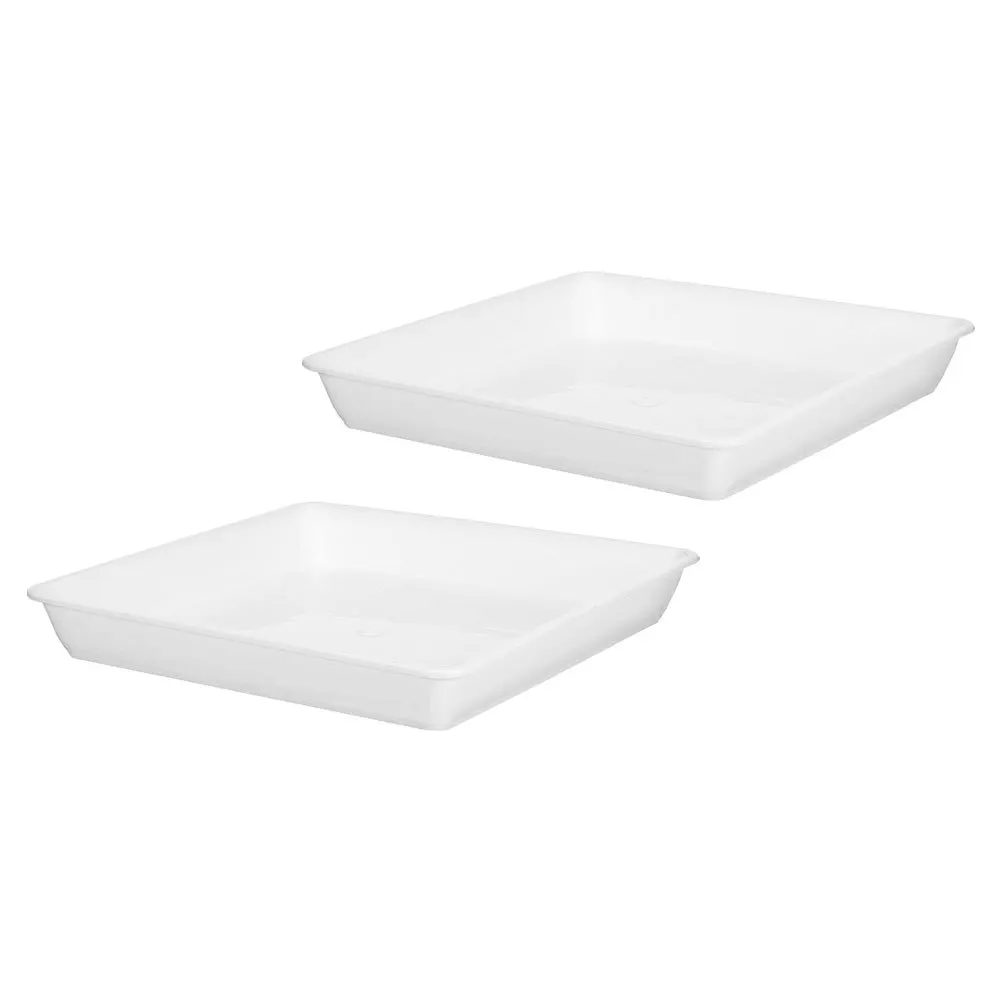 

2Pcs Square Plant Saucers Thickened Plastic Flower Pot Tray for Water Drainage Balcony Outdoor Indoor Use Large Succulent
