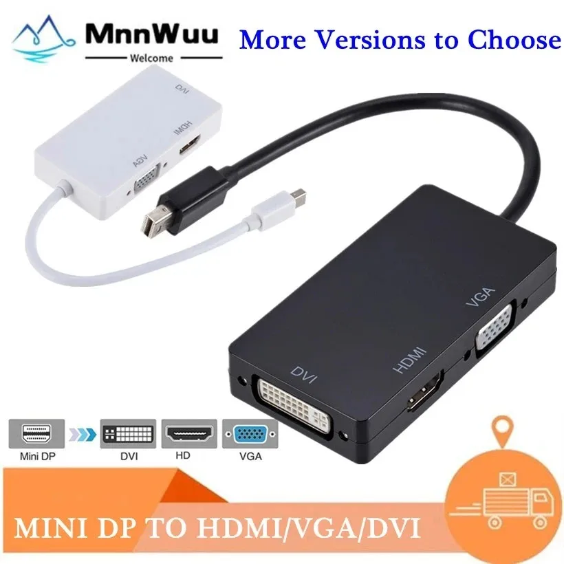 

MnnWuu 3 in 1 Mini DisplayPort to HDMI-compatible/VGA/DVI Adapter Mini DP Cable Converter for MacBook Pro Air Mini DisplayPort