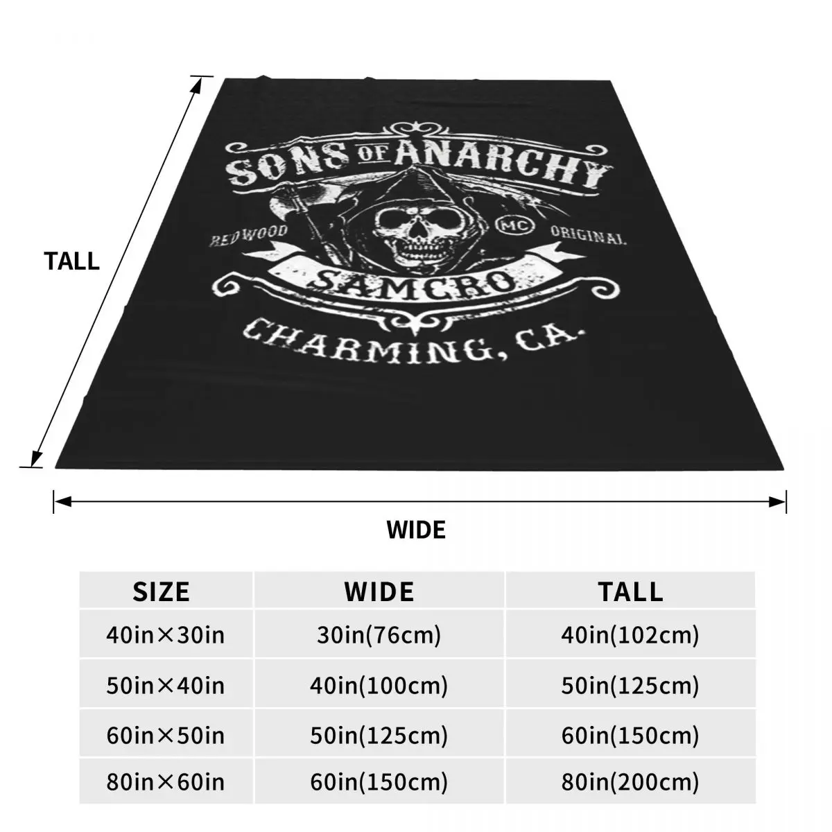 Sons Of Anarchys Skull Horror Tv Movie Blanket Soft Warm Flannel Throw Blanket Bedspread for Bed Travel Home Sofa