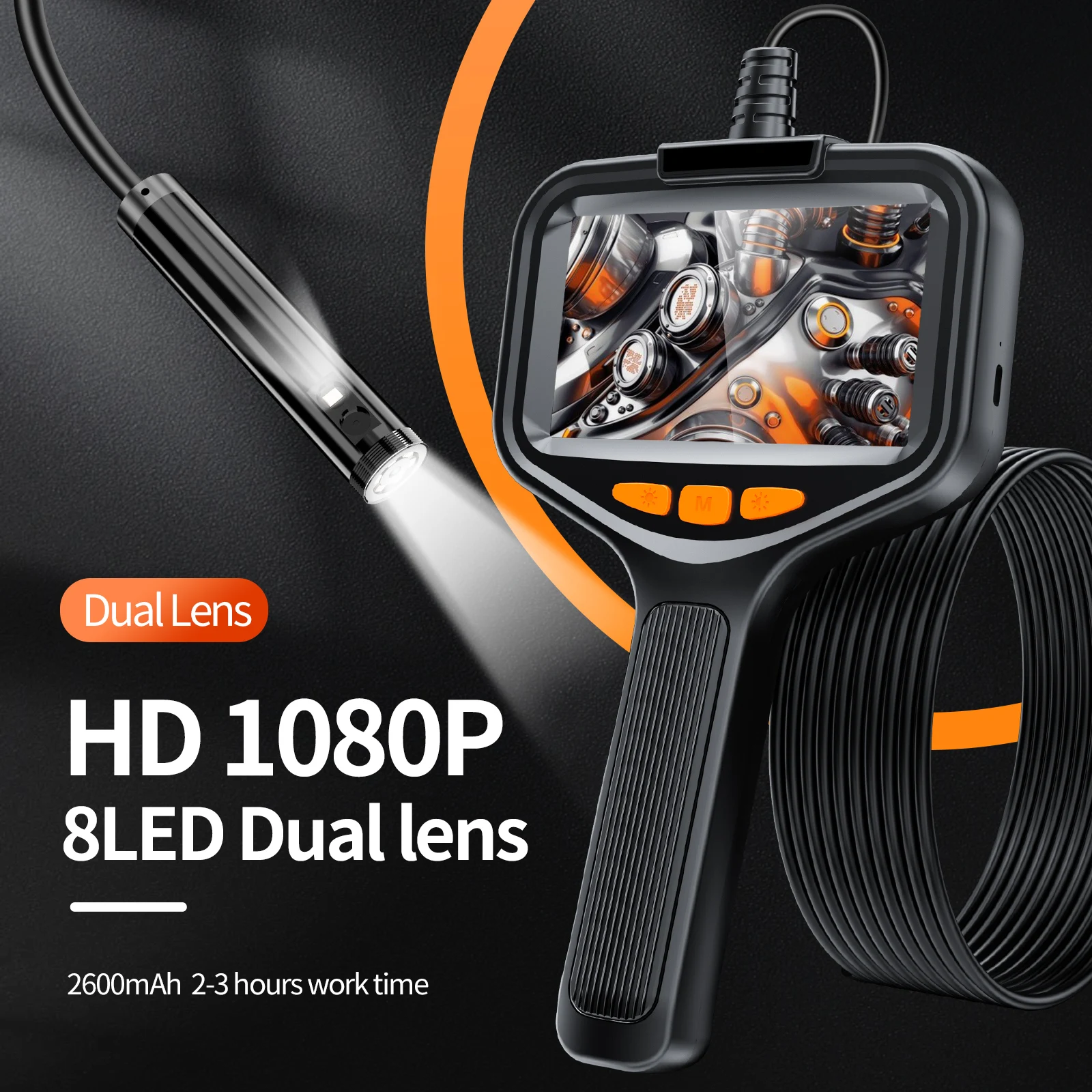 Único e Dual Lens Borescope Câmera de Esgoto com 43 Lcd Inspeção Câmera Ip67 Impermeável Bore Scope para Home Drain 1080p
