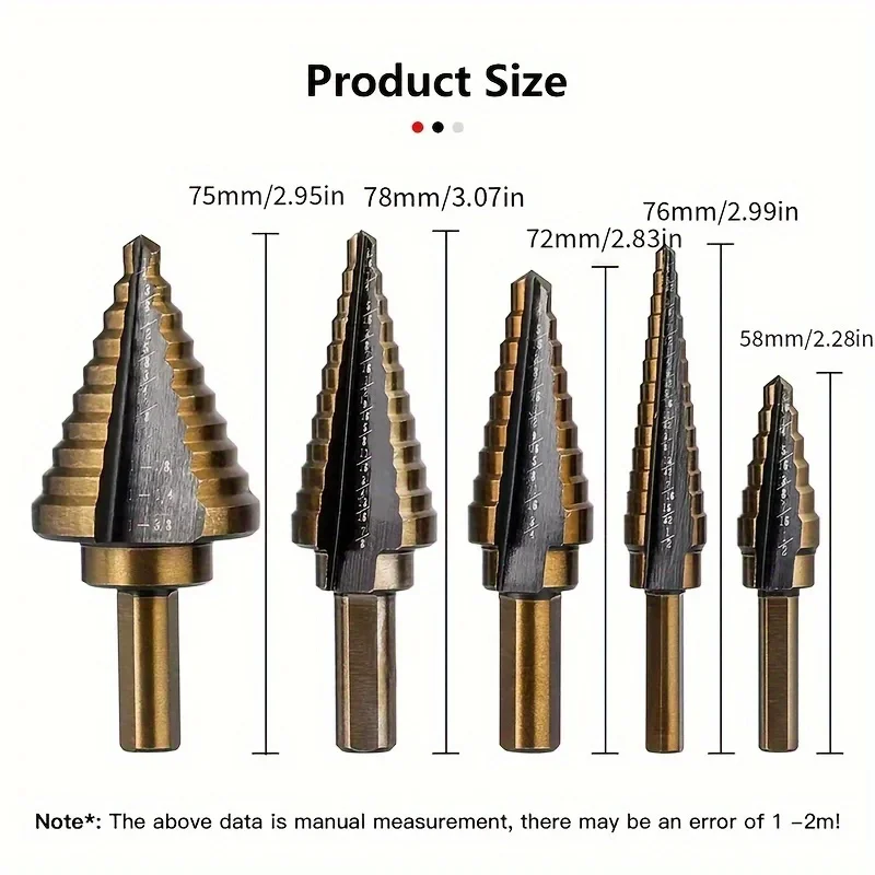 5pcs Step Drill Bit Set Hss Cobalt Multiple Hole 50 Sizes Cobalt Titanium Conical Carbide Drill Perforator Hole Cutter Tool