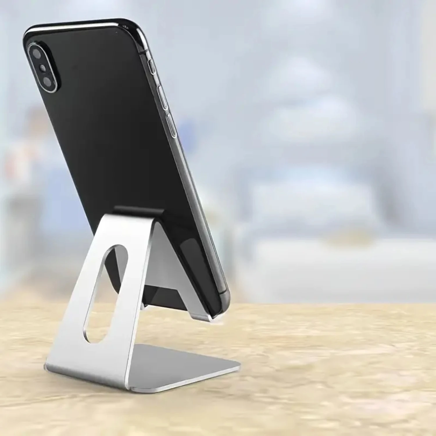 Adjustable Stylish and Portable Desktop Metal Mobile Phone Bracket - Stable, Convenient, and Hands-Free Phone Holder for Most Ph