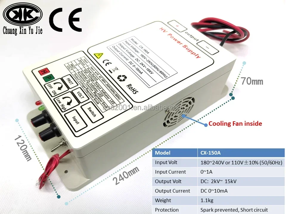 high voltage power supply 60KV   Single output for lectrostatic air cleaner, electrostatic colector,Electrostatic spraying