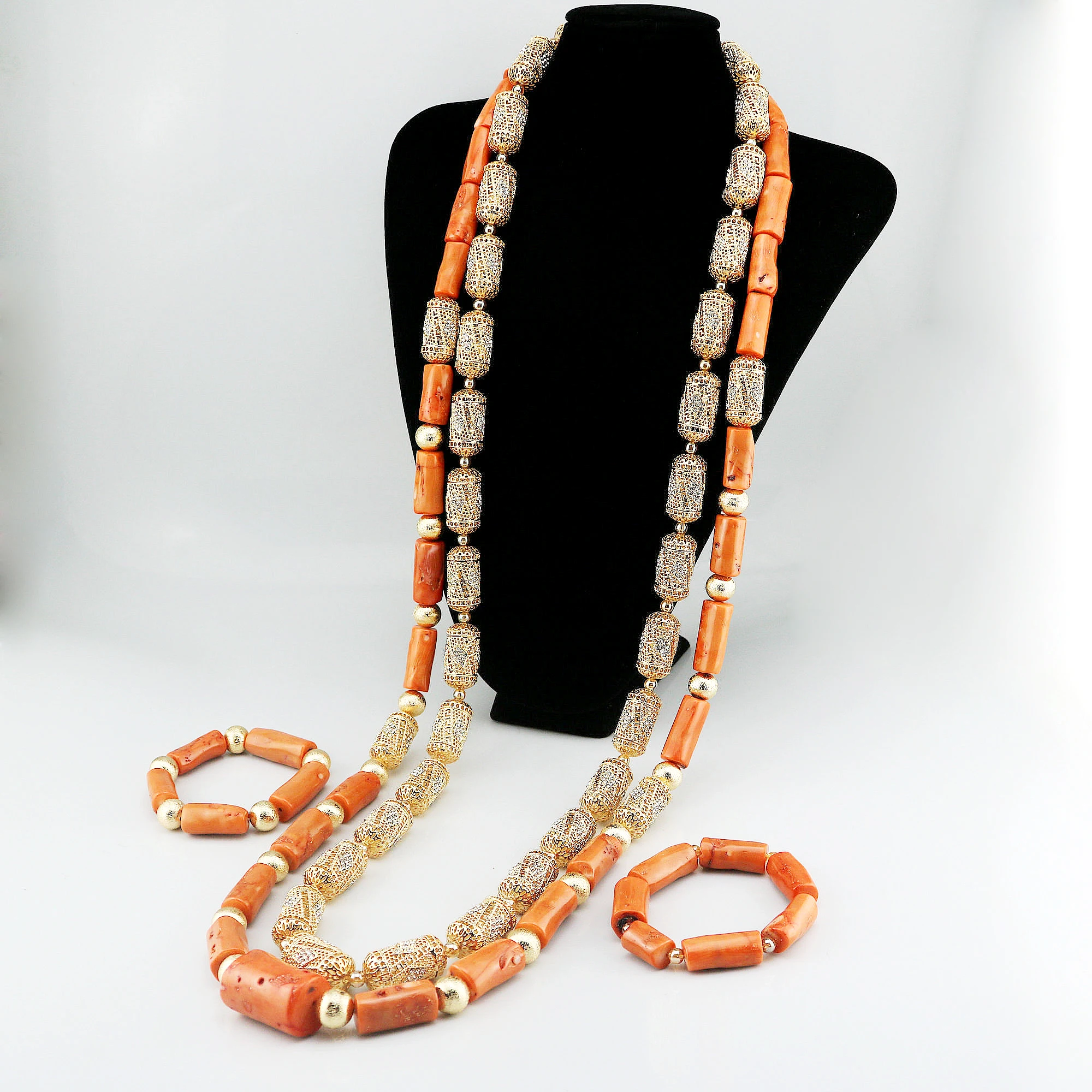 

Fashion Nigerian Wedding Jewelry Set New Artificial Coral African Beads Jewelry Set Z4909,0.85