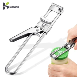 Abridor de tarros ajustable, abridor de botellas antideslizante de acero inoxidable, dispositivo de cocina