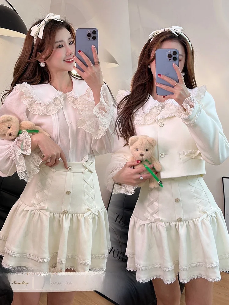 

Комплект из юбки и топа Pure Desire White Knot Fi Tail: нежная модная верхняя одежда из полиэстера для студентов