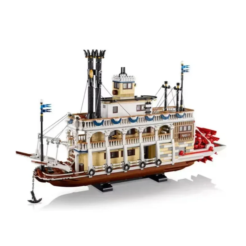 2025 New MOC Steam Transport Cruise Model Assembly Building Blocks Ship Toys Boys and Girls Christmas Gifts