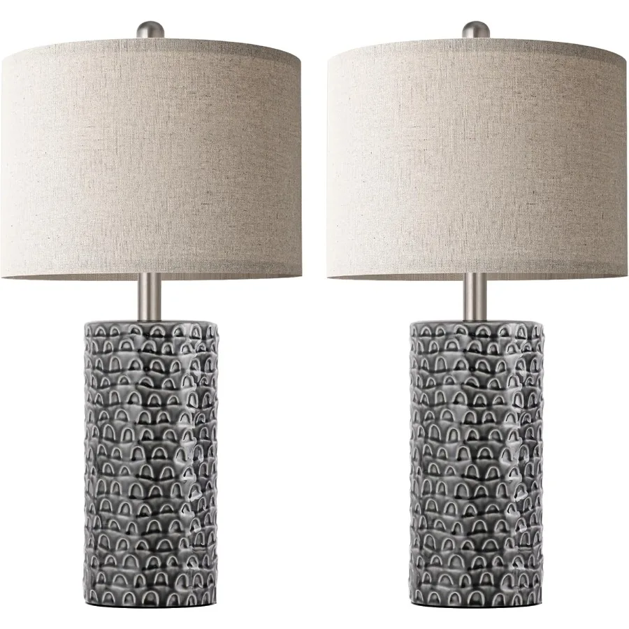 Lampada da tavolo moderna in ceramica da 23 pollici Set di 2 lampade da tavolo per soggiorno Lampade da comodino rustiche per fattoria Lampada da comodino per camera da letto D