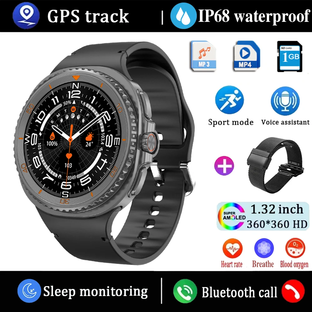 2025 New DT Watch 8 Ultra Smart Watch Men Memory Video GPS NFC 47mm AMOLED Fitness Sports Tracker Health Smartwatches Women