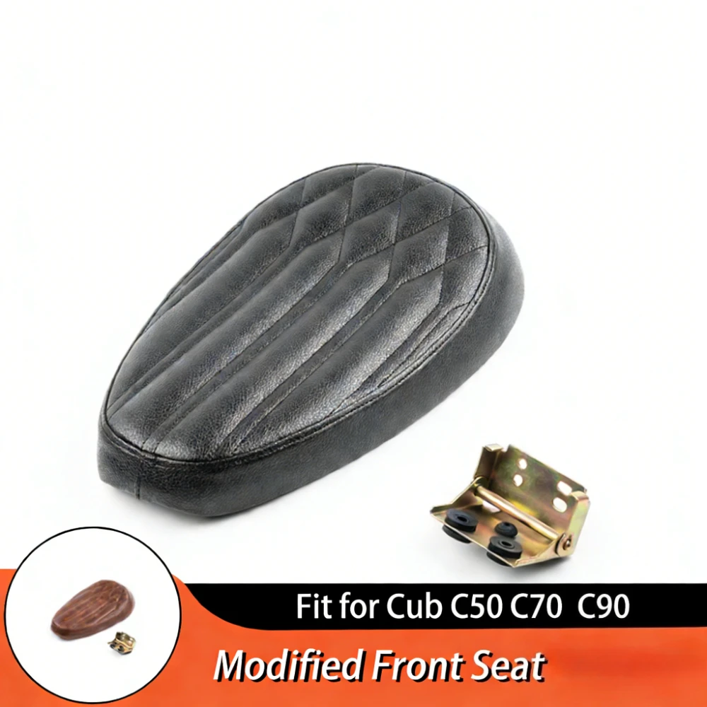 For HONDA Super Cub C50 C70 C90 Vintage Single Seat  Motorcycle Racer Seat Leather Saddle Scooter Moped Accessories Spare Parts