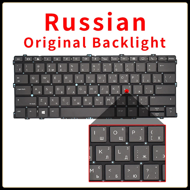 Teclado portátil retroiluminado para HP ELITEBOOK, EUA, RU, Russo, X360, 1030, G2, 1030, G3, 1030, G4, L05085-071, 918018-001 Substituição