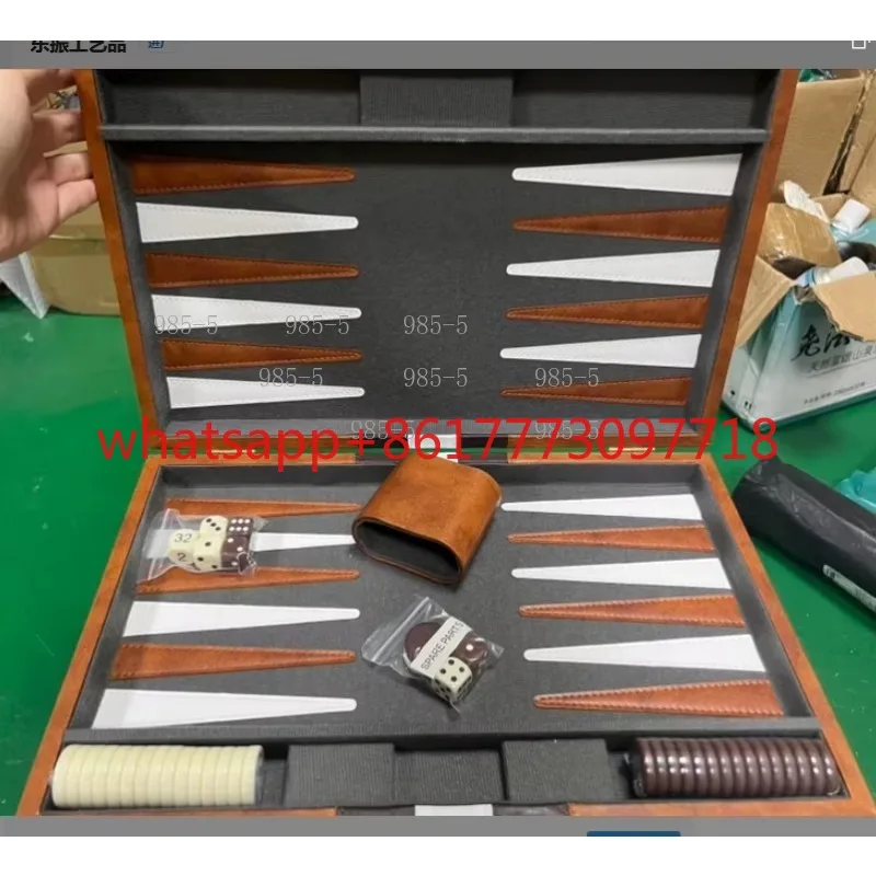 High Quality Leather Backgammon Board Game Mini Travel Chess Set