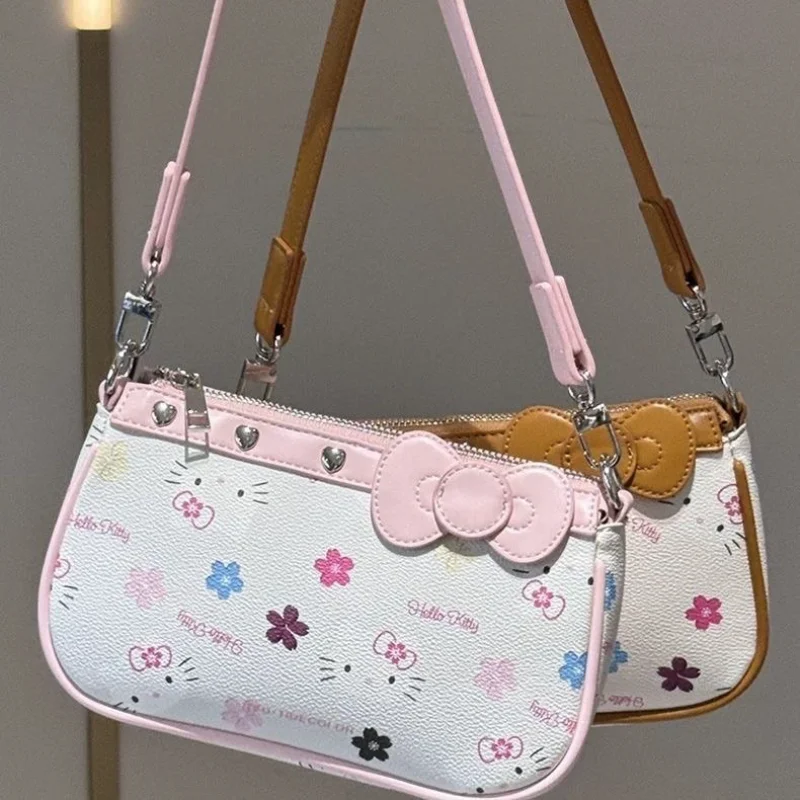 

Сумка-клатч Kawaii Sanrio Hello Kitty с бантом, на одно плечо, на молнии, для девочек, подарок для подруги