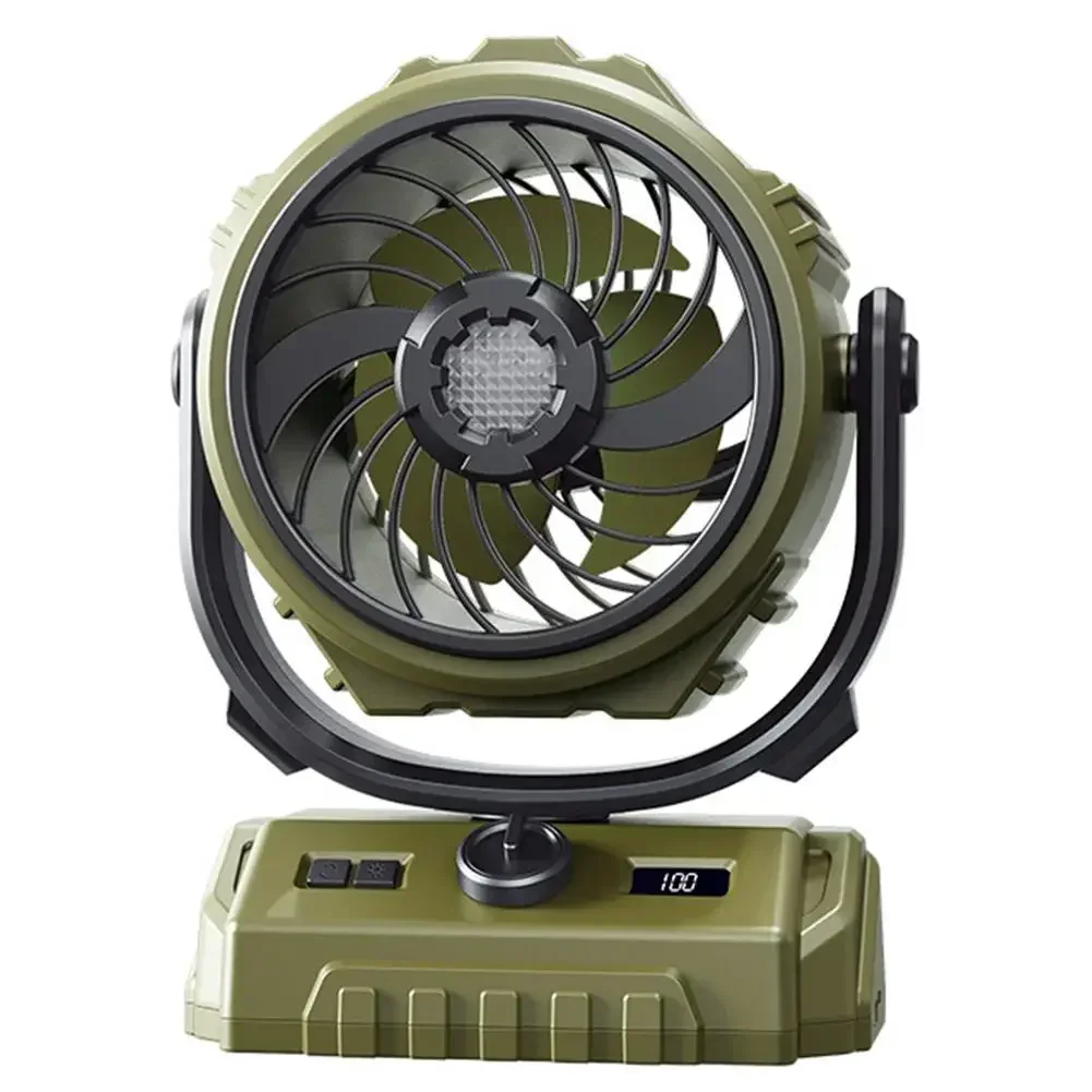 

18.5*13*24cm Camping Fan Powerful Cooling Fan Accessory LED Lighting Adjustable Lighting Battery Powered Built-in Hook