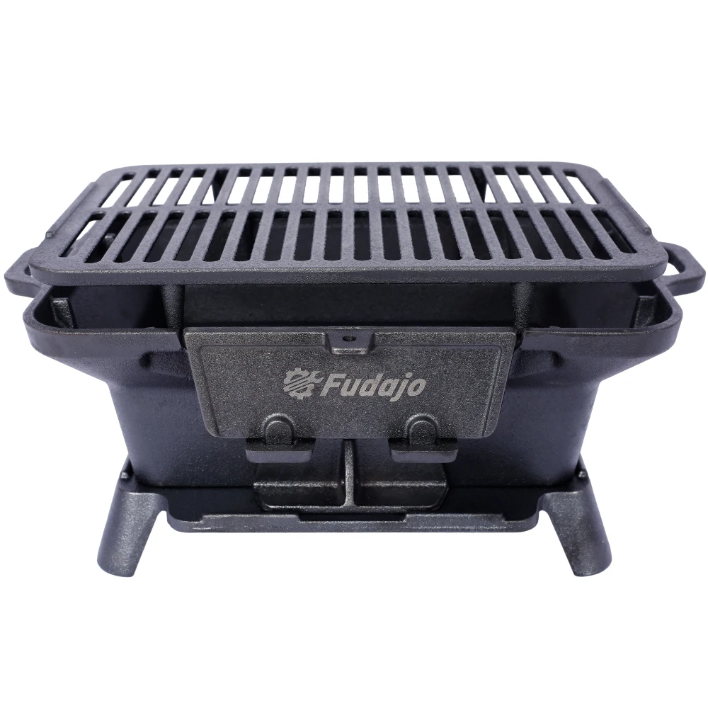 

Oval Cast Iron Grill Outdoor, Portable Charcoal Grill and Tabletop Cast Iron Skillet - 100% Cast Iron, Enameled, Durable