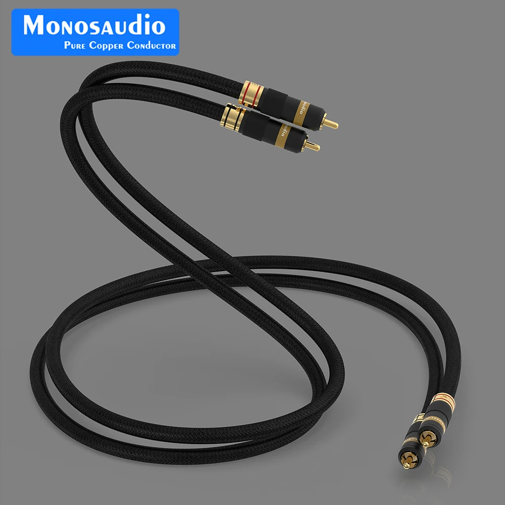 

High Quality Monosaudio A202R 5N OFC Silver Plated RCA to RCA Cable Gold Plated RCA Plug Cable Hifi RCA Interconnect Cable